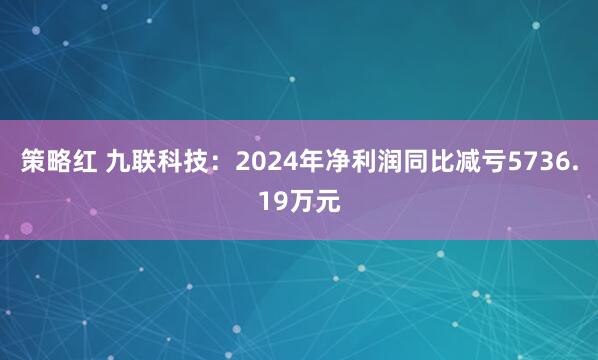策略红 九联科技:2024年净利润同比减亏5736.19万元